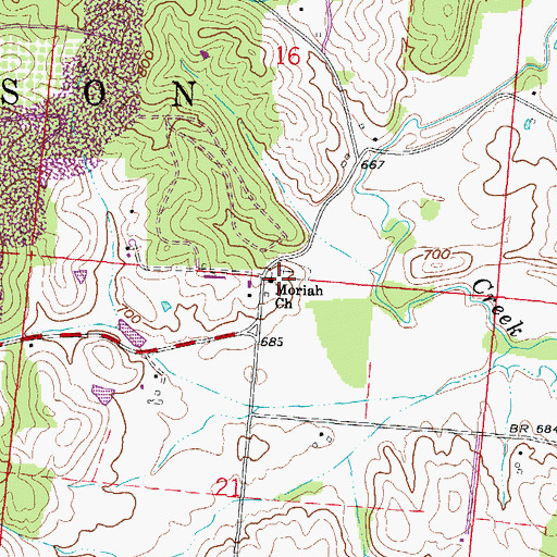 Topographic Map of Moriah Church, OH