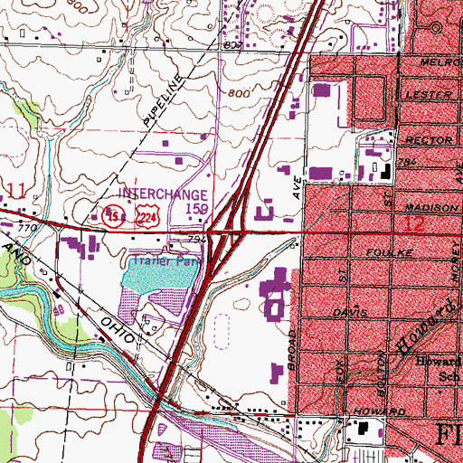 Topographic Map of Interchange 159, OH