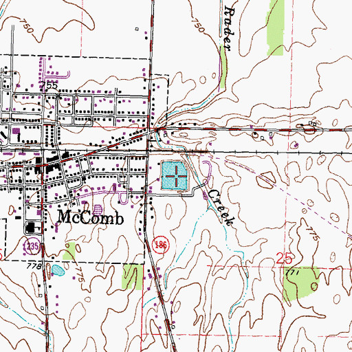 Topographic Map of McComb Upground Reservoir Number One, OH