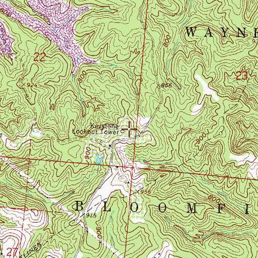 Topographic Map of Keystone Lookout Tower, OH