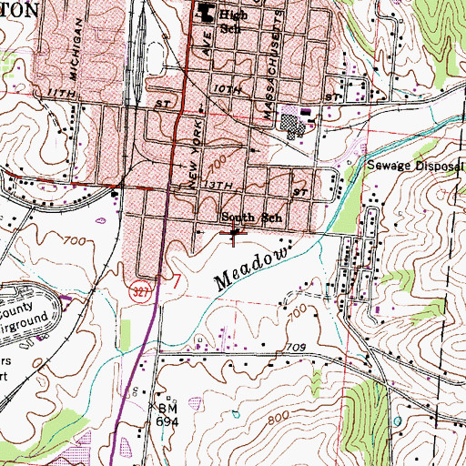 Topographic Map of South School, OH