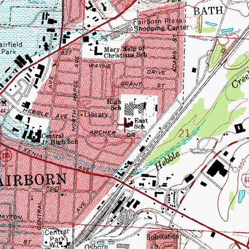 Topographic Map of East Elementary School, OH