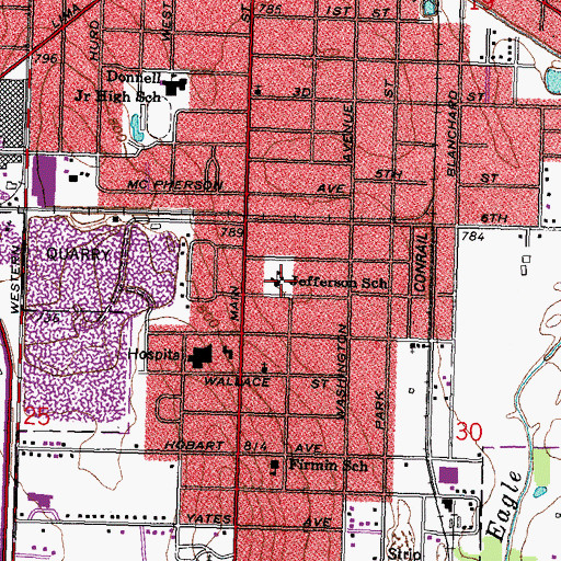 Topographic Map of Jefferson Primary School, OH