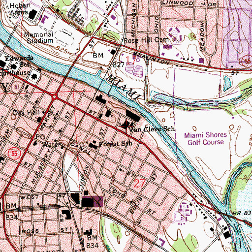 Topographic Map of Van Cleve School, OH