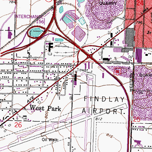 Topographic Map of Findlay Airport, OH