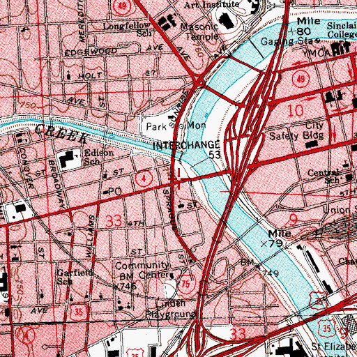 Topographic Map of WDPR-FM (Dayton), OH