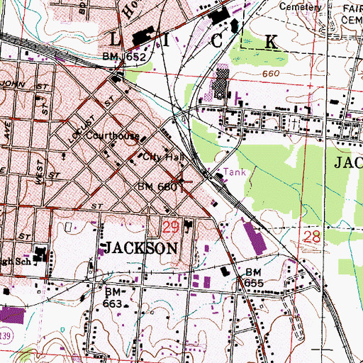 Topographic Map of Jackson Post Office, OH