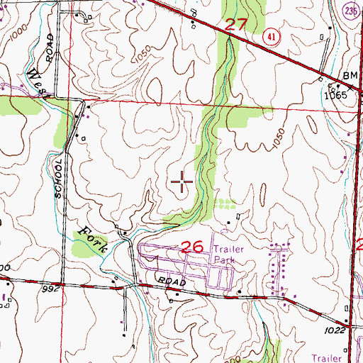 Topographic Map of Honey Creek Village Mobile Home Park, OH