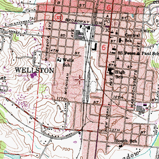 Topographic Map of City of Wellston, OH