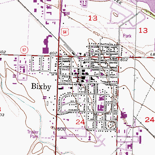 Topographic Map of Bixby, OK