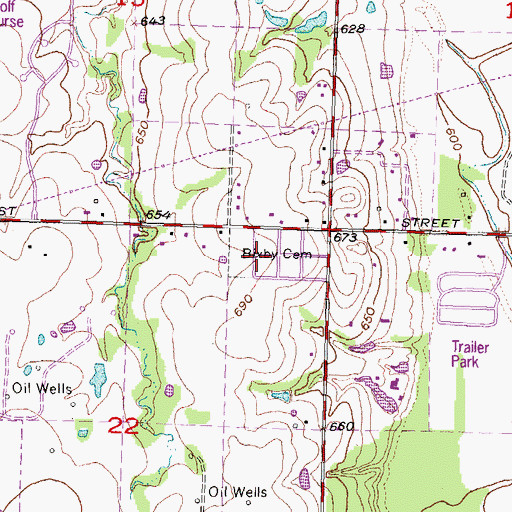 Topographic Map of Bixby Cemetery, OK