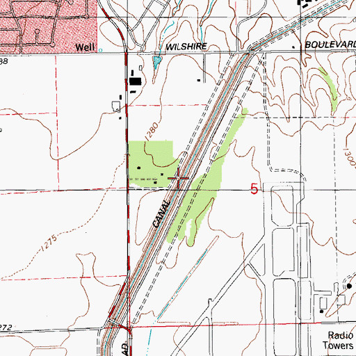 Topographic Map of Bluff Creek Canal, OK
