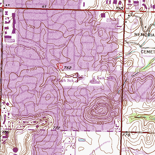 Topographic Map of Byrd Middle School, OK