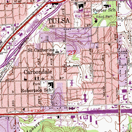 Topographic Map of Carbondale, OK