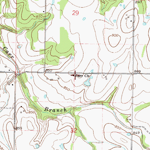 Topographic Map of Carr Church, OK