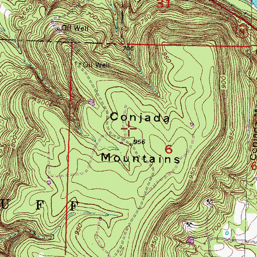 Topographic Map of Conjada Mountains, OK