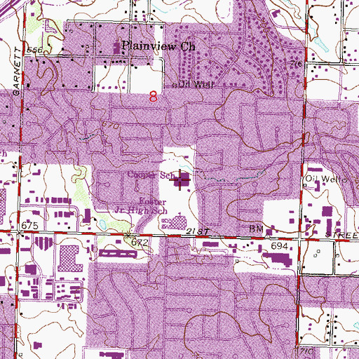 Topographic Map of Cooper Elementary School, OK