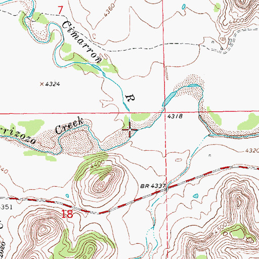 Topographic Map of Dry Cimarron River, OK