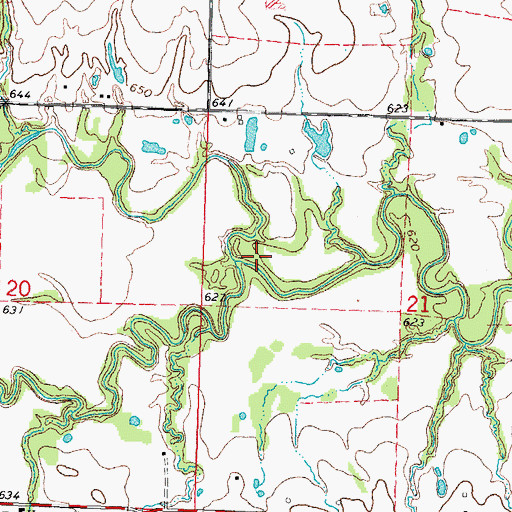 Topographic Map of Eagle Creek, OK