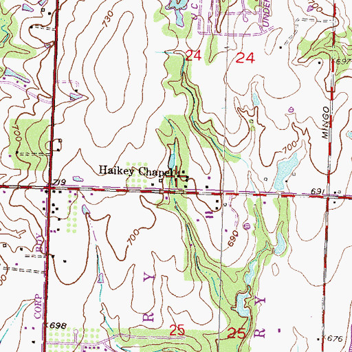 Topographic Map of Haikey Chapel, OK