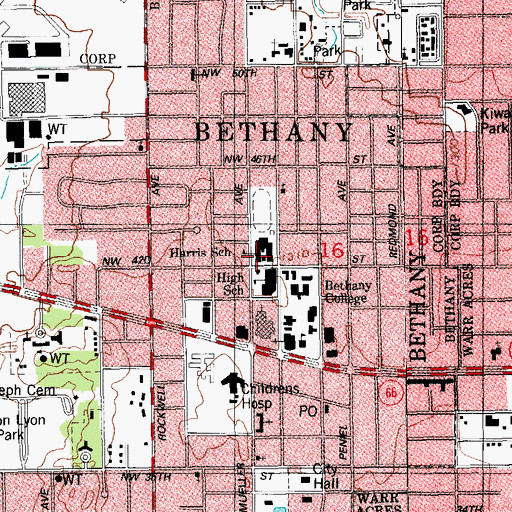Topographic Map of Earl Harris Elementary School, OK