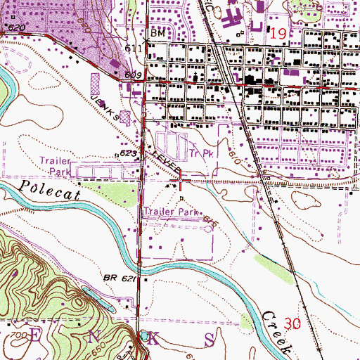 Topographic Map of Jenks Levee, OK