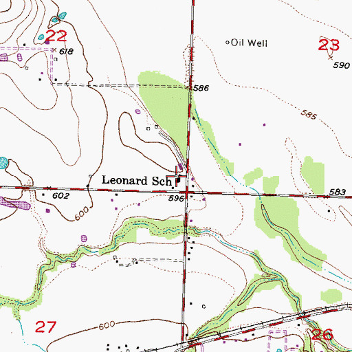 Topographic Map of Leonard Elementary School, OK