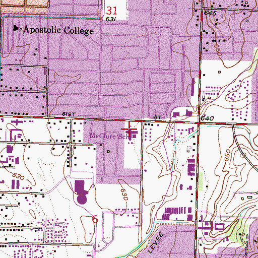 Topographic Map of McClure Elementary School, OK