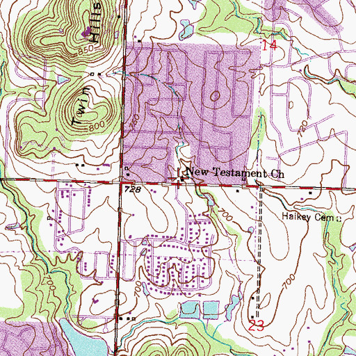 Topographic Map of New Testament Church, OK