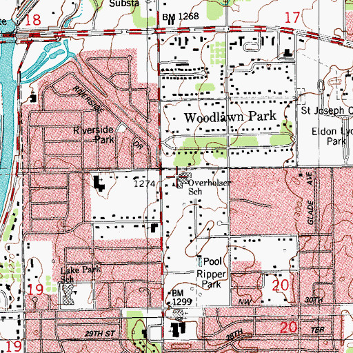 Topographic Map of Overholser Elementary School, OK