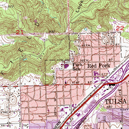 Topographic Map of Park Elementary School, OK
