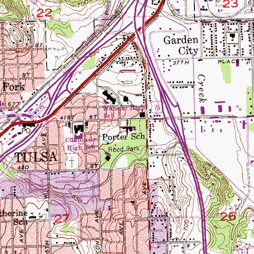 Topographic Map of Porter School, OK