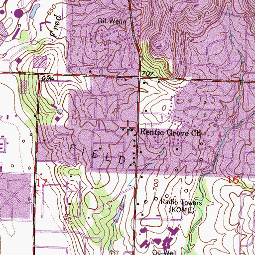 Topographic Map of Rentie Grove Church, OK