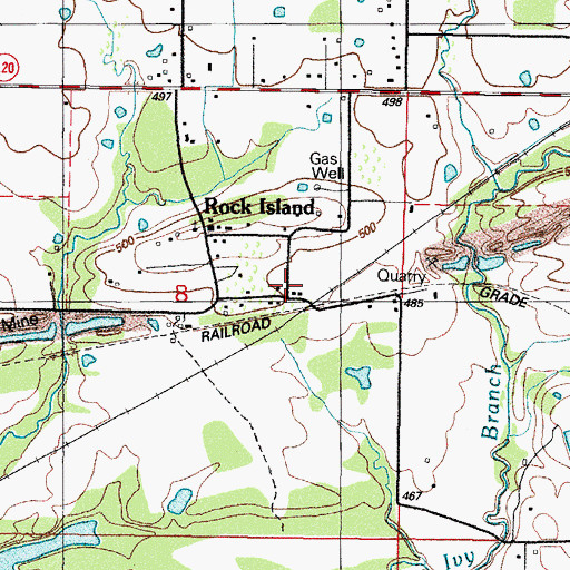 Topographic Map of Rock Island, OK