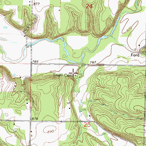 Topographic Map of Snell Cemetery, OK