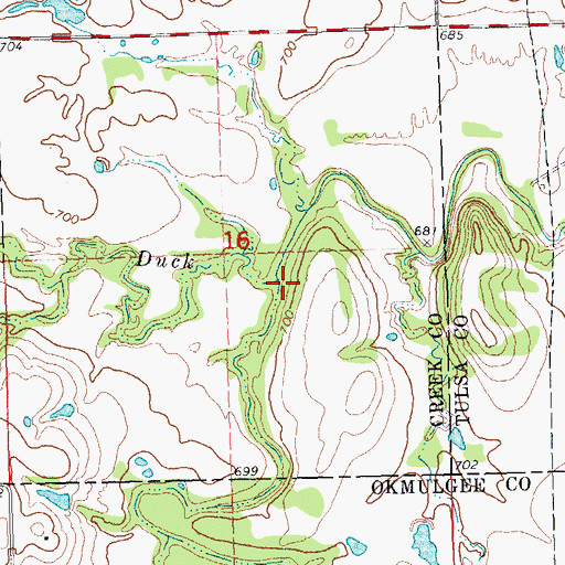 Topographic Map of South Duck Creek, OK