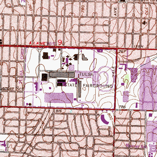 Topographic Map of Tulsa State Fairground, OK