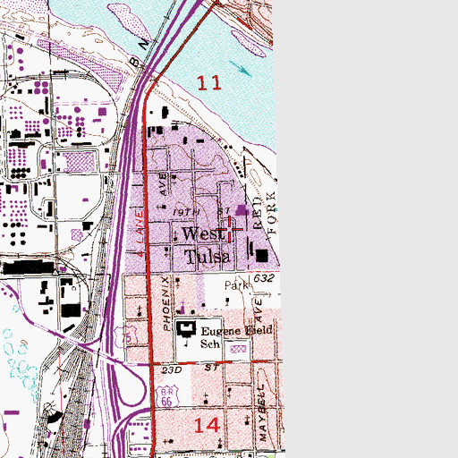 Topographic Map of West Tulsa, OK