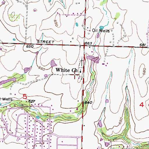 Topographic Map of White Church, OK