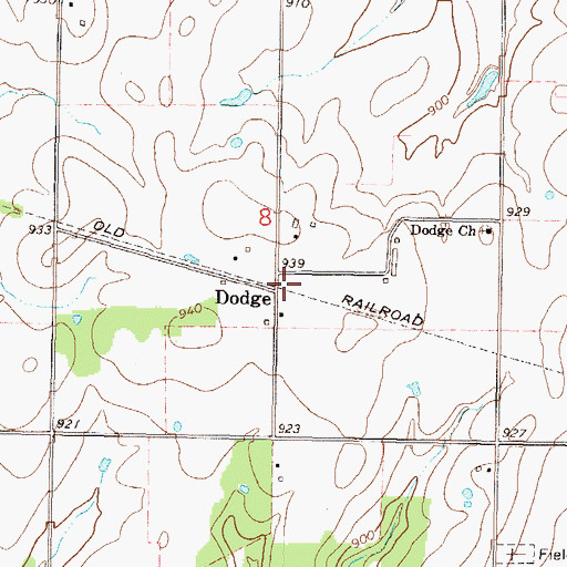Topographic Map of Dodge, OK