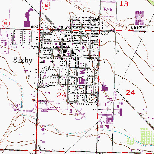 Topographic Map of Central Elementary School, OK