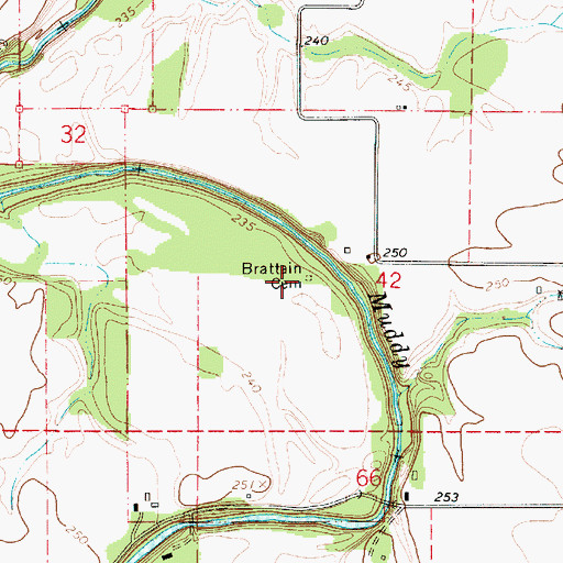Topographic Map of Brattain Cemetery, OR