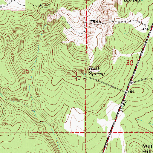 Topographic Map of Hull Spring, OR