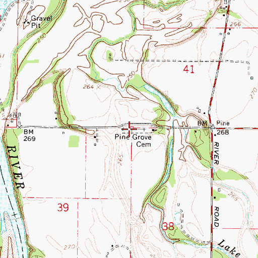 Topographic Map of Pine Grove Cemetery, OR