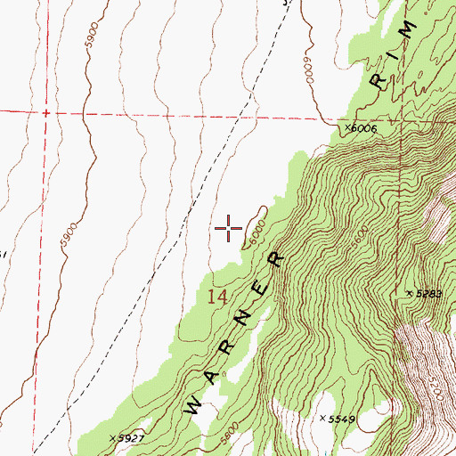 Topographic Map of South Warner Rim, OR