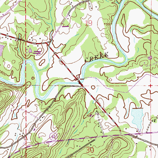 Topographic Map of Alexandria Creek, AL
