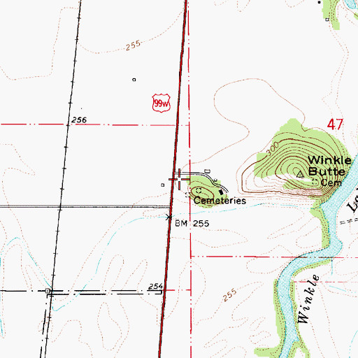 Topographic Map of Winkle Cemetery, OR