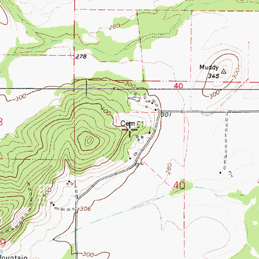 Topographic Map of Reeves Cemetery, OR
