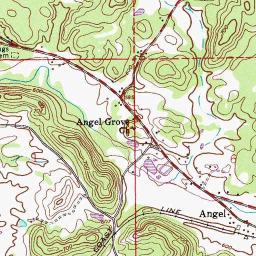 Topographic Map of Angel Grove Baptist Church, AL