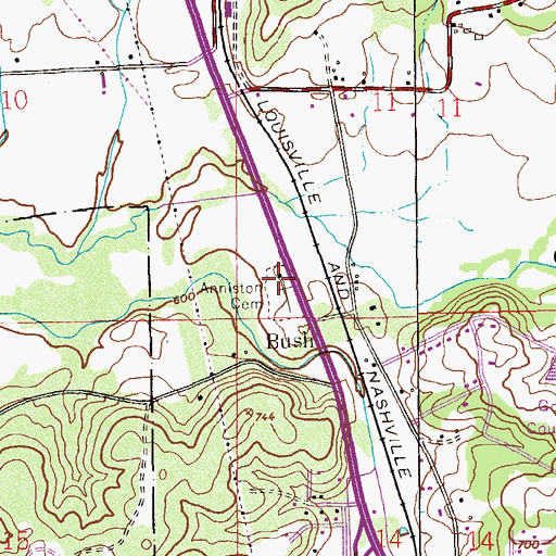 Topographic Map of Anniston Cemetery, AL